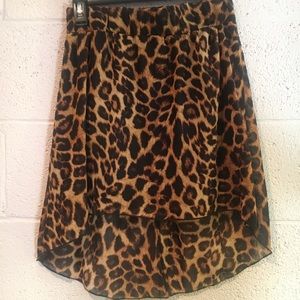 Leopard Print High Low Skirt